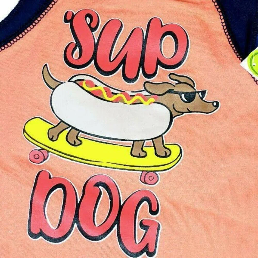 Simply Wag Sup Dog Pet Apparel Shirt Hotdog Size Small